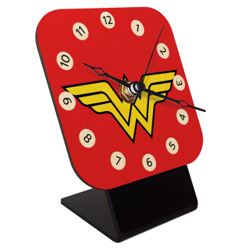 Wonder woman, Quartz Table clock in natural wood (10cm)