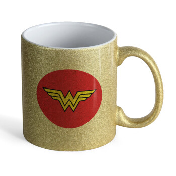 Wonder woman, Κούπα Χρυσή Glitter που γυαλίζει, κεραμική, 330ml