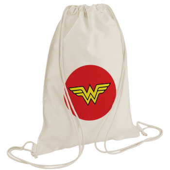 Wonder woman, Τσάντα πλάτης πουγκί GYMBAG natural (28x40cm)