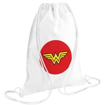 Wonder woman, Τσάντα πλάτης πουγκί GYMBAG λευκή (28x40cm)