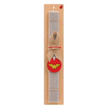 Wonder woman, Easter Set, wooden keychain & scented Easter candle flat (30cm) (GRAY)