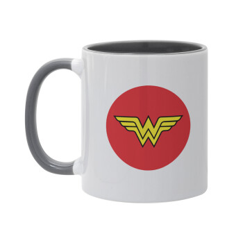 Wonder woman, Κούπα χρωματιστή γκρι, κεραμική, 330ml