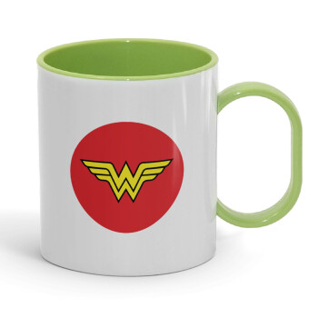 Wonder woman, Κούπα (πλαστική) (BPA-FREE) Polymer Πράσινη για παιδιά, 330ml