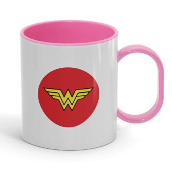 Wonder woman, Κούπα (πλαστική) (BPA-FREE) Polymer Ροζ για παιδιά, 330ml