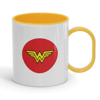 Wonder woman, Κούπα (πλαστική) (BPA-FREE) Polymer Κίτρινη για παιδιά, 330ml