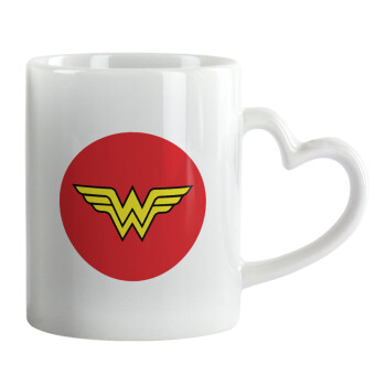 Wonder woman, Mug heart handle, ceramic, 330ml