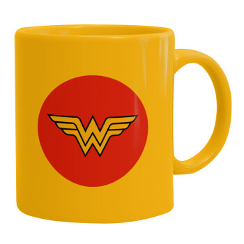 Wonder woman, Ceramic coffee mug yellow, 330ml (1pcs)