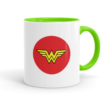 Wonder woman, Mug colored light green, ceramic, 330ml