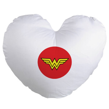 Wonder woman, Μαξιλάρι καναπέ καρδιά 40x40cm περιέχεται το  γέμισμα