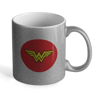 Wonder woman, Κούπα Ασημένια Glitter που γυαλίζει, κεραμική, 330ml