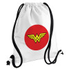 Backpack pouch GYMBAG white, with pocket (40x48cm) & thick cords