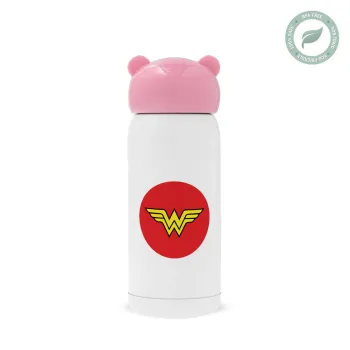 Wonder woman, Ροζ ανοξείδωτο παγούρι θερμό (Stainless steel), 320ml