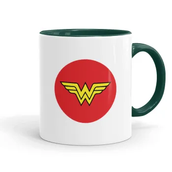 Wonder woman, Κούπα χρωματιστή πράσινη, κεραμική, 330ml