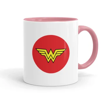Wonder woman, Κούπα χρωματιστή ροζ, κεραμική, 330ml