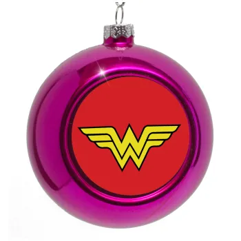 Wonder woman, Στολίδι Χριστουγεννιάτικη μπάλα δένδρου Μωβ 8cm