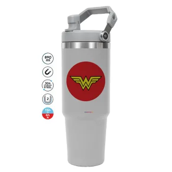 Wonder woman, GREY color, 890ml (30oz) stainless Steel Tumbler with Handle