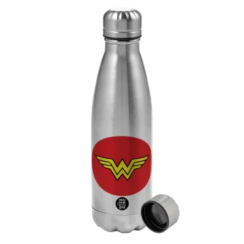 Wonder woman, Metallic water bottle, stainless steel, 750ml