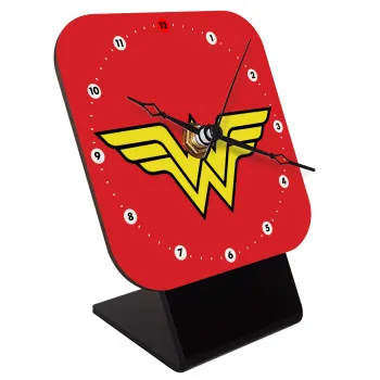 Wonder woman, Επιτραπέζιο ρολόι ξύλινο με δείκτες (10cm)