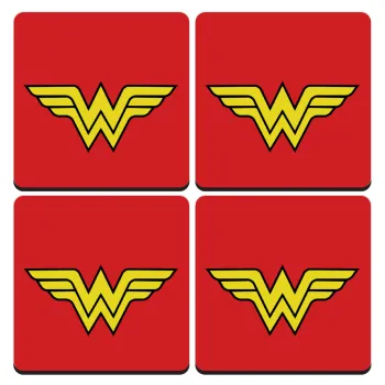 Wonder woman, ΣΕΤ 4 Σουβέρ ξύλινα τετράγωνα (9cm)