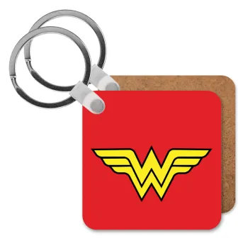 Wonder woman, Μπρελόκ Ξύλινο τετράγωνο MDF