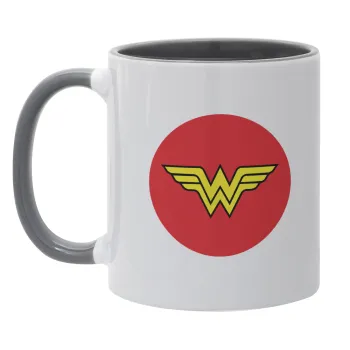Wonder woman, Κούπα χρωματιστή γκρι, κεραμική, 330ml