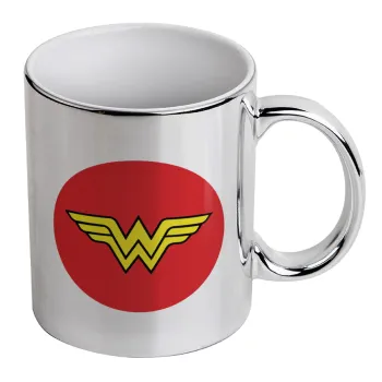 Wonder woman, Mug ceramic, silver mirror, 330ml