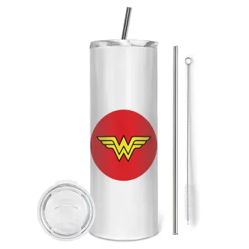 Wonder woman, Tumbler stainless steel 600ml, with metal straw & cleaning brush