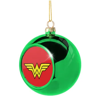 Wonder woman, Green Christmas tree ornament ball 8cm