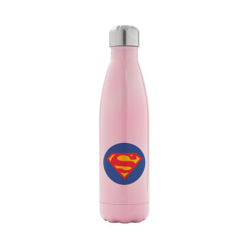 Superman, Μεταλλικό παγούρι θερμός Ροζ Ιριδίζον (Stainless steel), διπλού τοιχώματος, 500ml
