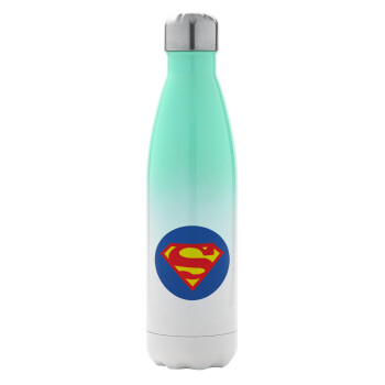 Superman, Μεταλλικό παγούρι θερμός Πράσινο/Λευκό (Stainless steel), διπλού τοιχώματος, 500ml