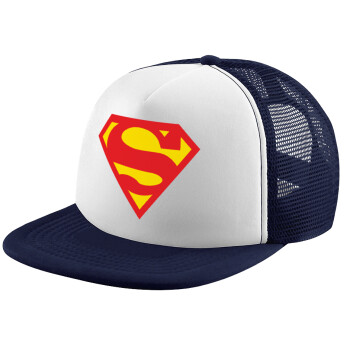 Superman, Children's Soft Trucker Cap with Dark Blue/White Mesh (POLYESTER, CHILDREN, ONE SIZE)