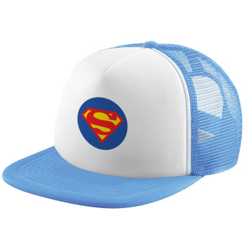 Superman, Καπέλο Soft Trucker με Δίχτυ Γαλάζιο/Λευκό