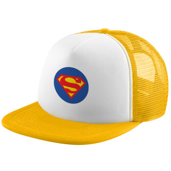 Superman, Καπέλο Soft Trucker με Δίχτυ Κίτρινο/White 