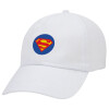 Superman, Καπέλο ενηλίκων Jockey Λευκό (snapback, 5-φύλλο, unisex)
