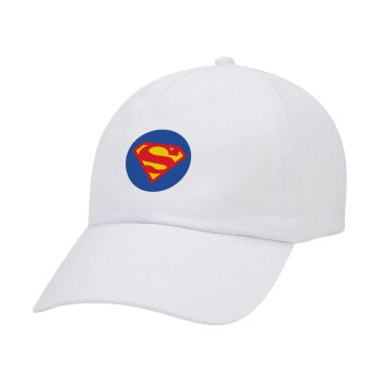 Superman, Καπέλο Ενηλίκων Baseball Λευκό 5-φύλλο (POLYESTER, ΕΝΗΛΙΚΩΝ, UNISEX, ONE SIZE)