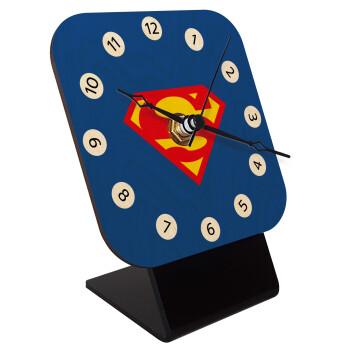 Superman, Quartz Table clock in natural wood (10cm)