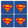 Superman, ΣΕΤ 4 Σουβέρ ξύλινα τετράγωνα (9cm)