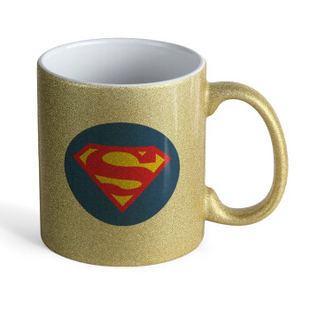 Superman, Κούπα Χρυσή Glitter που γυαλίζει, κεραμική, 330ml