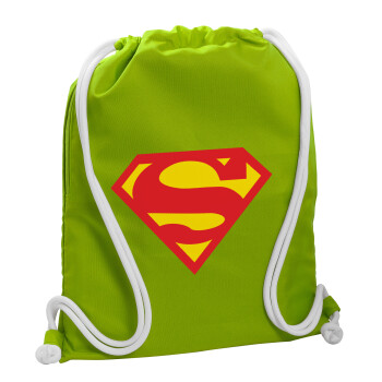 Superman, Τσάντα πλάτης πουγκί GYMBAG LIME GREEN, με τσέπη (40x48cm) & χονδρά κορδόνια