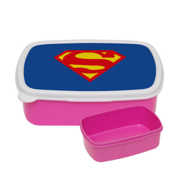 Superman, ΡΟΖ παιδικό δοχείο φαγητού (lunchbox) πλαστικό (BPA-FREE) Lunch Βox M18 x Π13 x Υ6cm