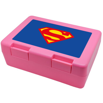 Superman, Παιδικό δοχείο κολατσιού ΡΟΖ 185x128x65mm (BPA free πλαστικό)