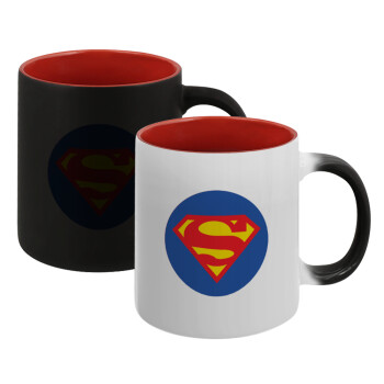 Superman, Κούπα Μαγική εσωτερικό κόκκινο, κεραμική, 330ml που αλλάζει χρώμα με το ζεστό ρόφημα (1 τεμάχιο)
