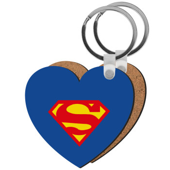 Superman, Μπρελόκ Ξύλινο καρδιά MDF