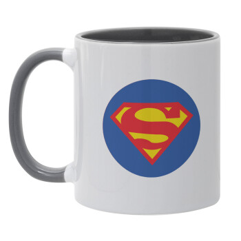 Superman, Κούπα χρωματιστή γκρι, κεραμική, 330ml