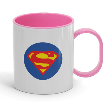 Superman, Κούπα (πλαστική) (BPA-FREE) Polymer Ροζ για παιδιά, 330ml