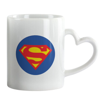 Superman, Κούπα καρδιά χερούλι λευκή, κεραμική, 330ml