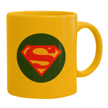 Superman, Ceramic coffee mug yellow, 330ml