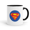 Superman, Κούπα χρωματιστή μαύρη, κεραμική, 330ml