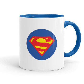 Superman, Κούπα χρωματιστή μπλε, κεραμική, 330ml