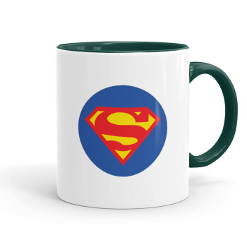 Superman, Κούπα χρωματιστή πράσινη, κεραμική, 330ml